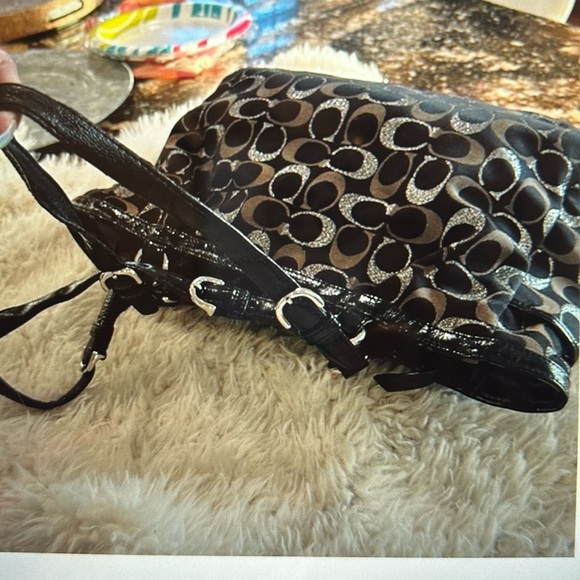 Coach SASSY Gallery Signature 3 Color Lurex Black Metallic Tote Bag - Picture 12 of 16